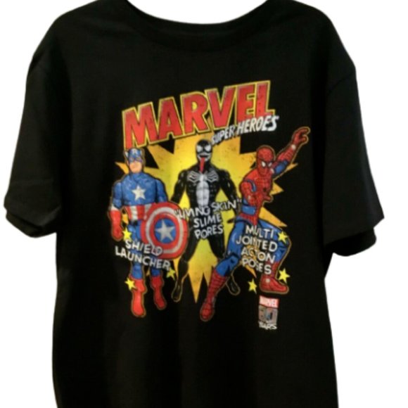 NWT Marvel Comics Superheroes T-Shirt Disney Store Captain America Spiderman L - Picture 4 of 6